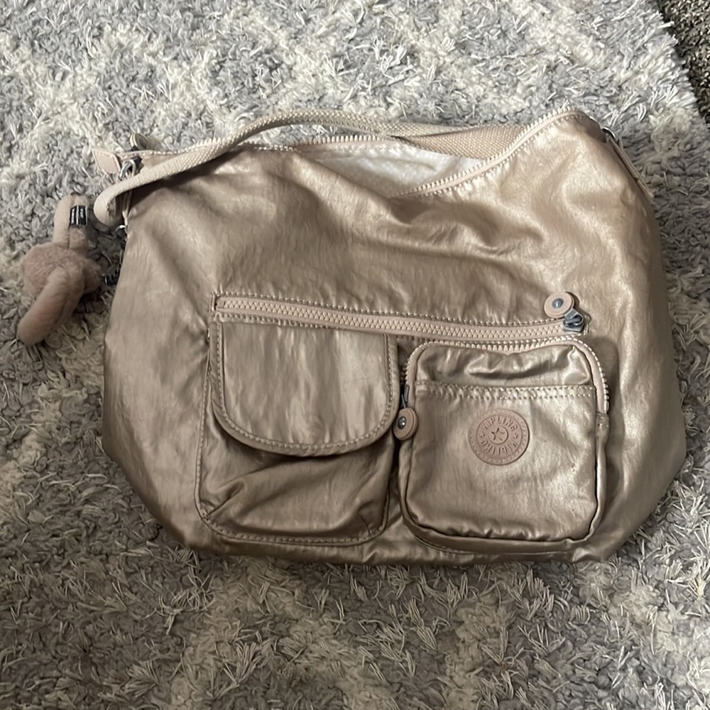 KIPLING Archie Metallic Handbag Crossbody purse Spicy Gold - Picture 11 of 14